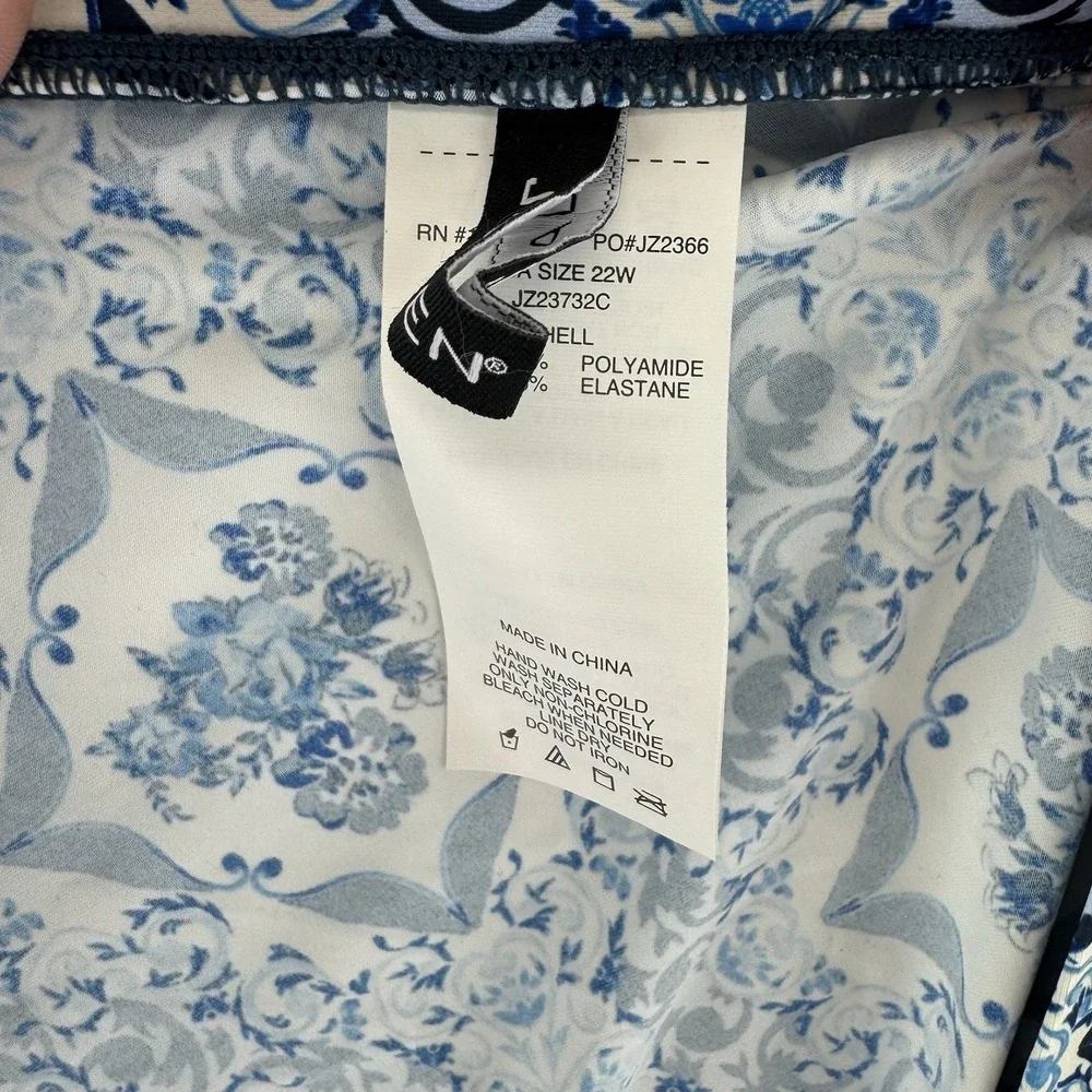 Jantzen‎ Wrap Front Printed Swim Over Skirt Cover Up 22W Blue Ceramic